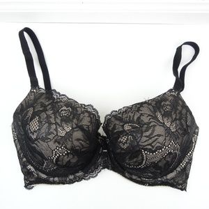 Victorias Secret Bra Lined Demi Black Lace 32DDD